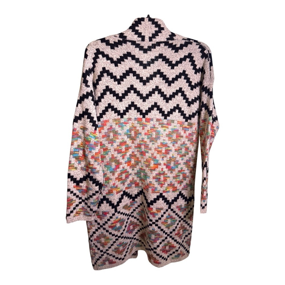 Debut Multicolor Southwestern Aztec Open Front Cardigan Medium Boho Western - Picture 3 of 5